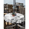 thumbnail image 2 of Outdoor Tablecloth with Umbrella Hole for Patio/Picnic/Party/Camping, Grey Flowers Waterproof Table Cloth Round Cover Washable, Spring Watercolor Botanical Floral Leaf Plant (Dia 60"), 2 of 9