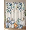 thumbnail image 4 of Fsddascl Thanksgiving Pumpkin Shower Curtain Set - Extra Long 72" x 96" Washable Bathtub Curtain with 12 Hooks, Fall Eucalyptus Autumn Leaves Beige Waterproof Fabric Shower Curtains for Bathroom, 4 of 6