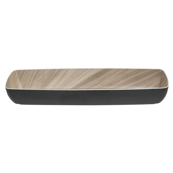HUBERT® Serving Bowl Wood-Look Black Melamine with Light Wood Inside - 20 7/8 L x 6 2/3 W x 3" H