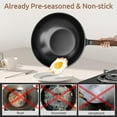 thumbnail image 3 of Wok de acero al carbono Todlabe (incluye tapa de vidrio y espátula de silicona), wok de 13 pulgadas y sartenes para saltear, apto para cocinas de inducción, eléctricas y de gas., 3 of 5