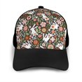 thumbnail image 3 of Yiaed Rabbits on Floral Print Baseball Cap Dad Hat Polo Style Plain Blank Adjustable Size, 3 of 5