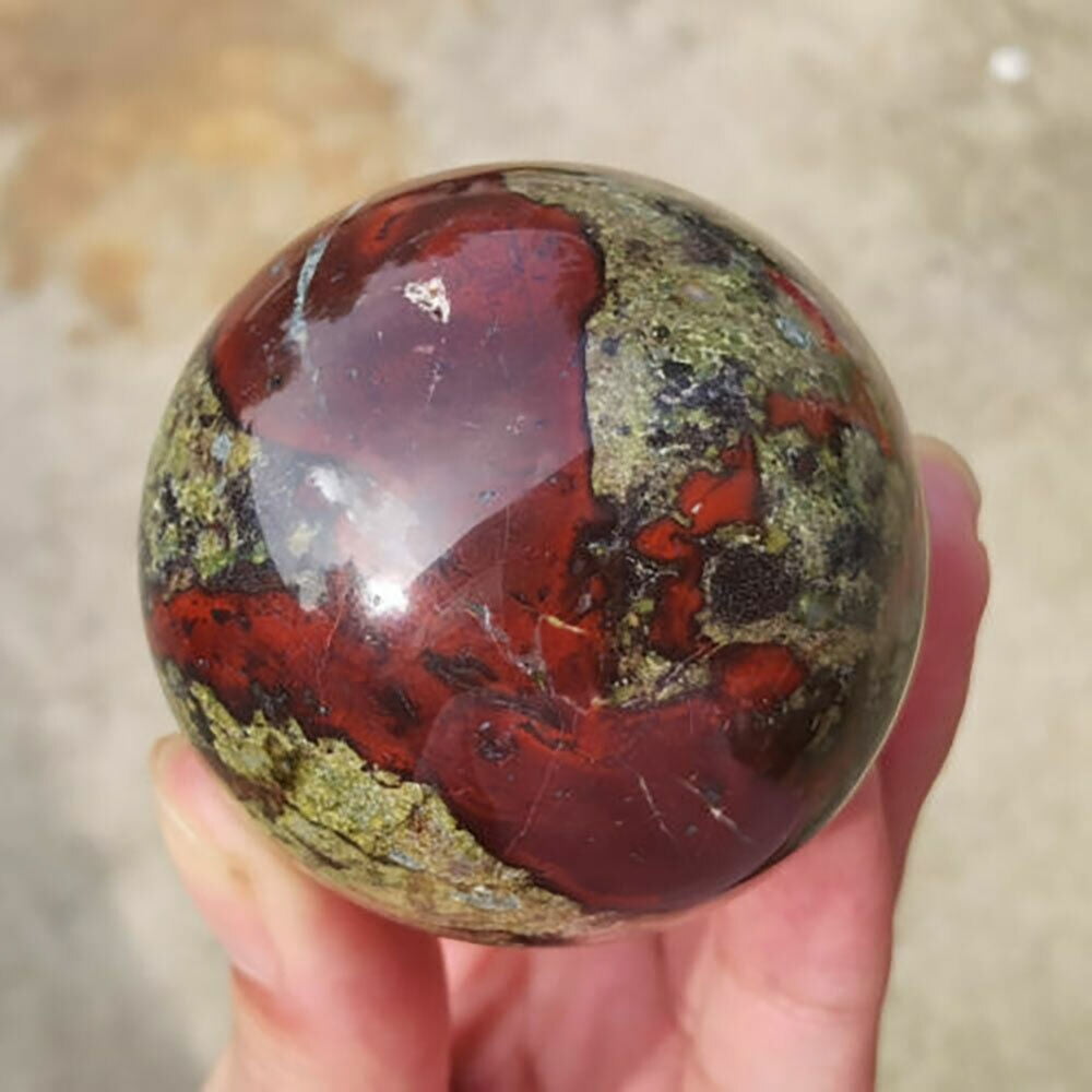 1PCS Natural dragon blood stone ball quartz crystal sphere 45mm+ decor healing