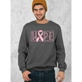 thumbnail image 2 of Breast Cancer Support Hope Pink Ribbon Crewneck Sweatshirt, M, Charcoal, 2 of 5
