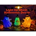 thumbnail image 3 of Décor d'Halloween Intérieur – 3 Pcs Décor Fantôme en Céramique, Figurine Fantôme Lumineuse Mignonne pour Décorations d'Halloween à la Maison, Statue Effrayante avec Visage de Fantôme pour Table Ou Étagère, 3 of 6