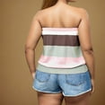 thumbnail image 5 of Horkkom Going Out Tops for Women Plus Size Summer Bandeau Tops Striped Off the Shoulder Strapless Tops 2XL, Gifts for Women, 5 of 7