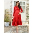 thumbnail image 3 of Maternity Dress Womens Fall Long Sleeve Tie Crew Neck Maxi Dress Tiered Ruffle Flowy Long Dresses, 3 of 5