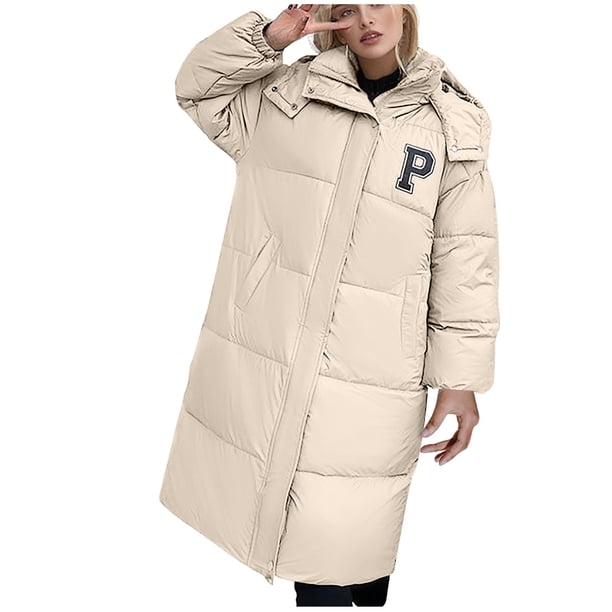Chaqueta y abrigos casuales con capucha de manga larga para mujer, moda, con cremallera, manga larga, largo medio, hasta la rodilla, de algodón grueso para invierno, abrigo para mujer