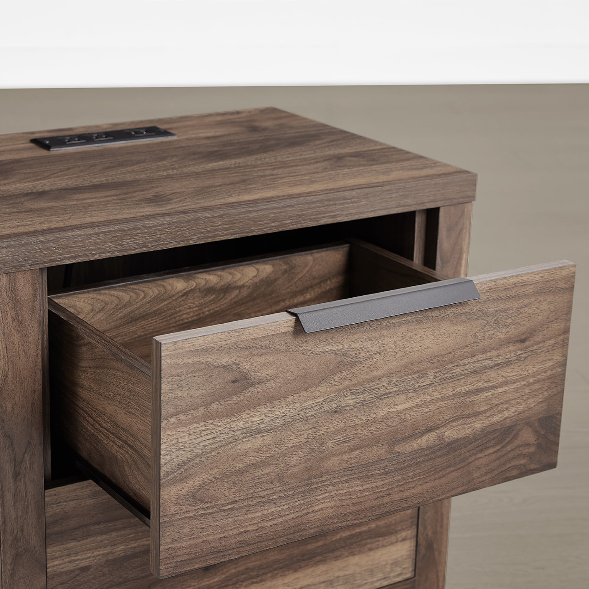 Spruce & Spring Farmhouse Nightstand with 2 Drawers, USB & Type-C Port and Power Outlets