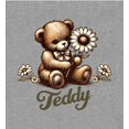 thumbnail image 6 of Teddy Bear With Daisy Women's Heather Gray Crew Neck Short Sleeve Crop Tee-Medium, 6 of 7