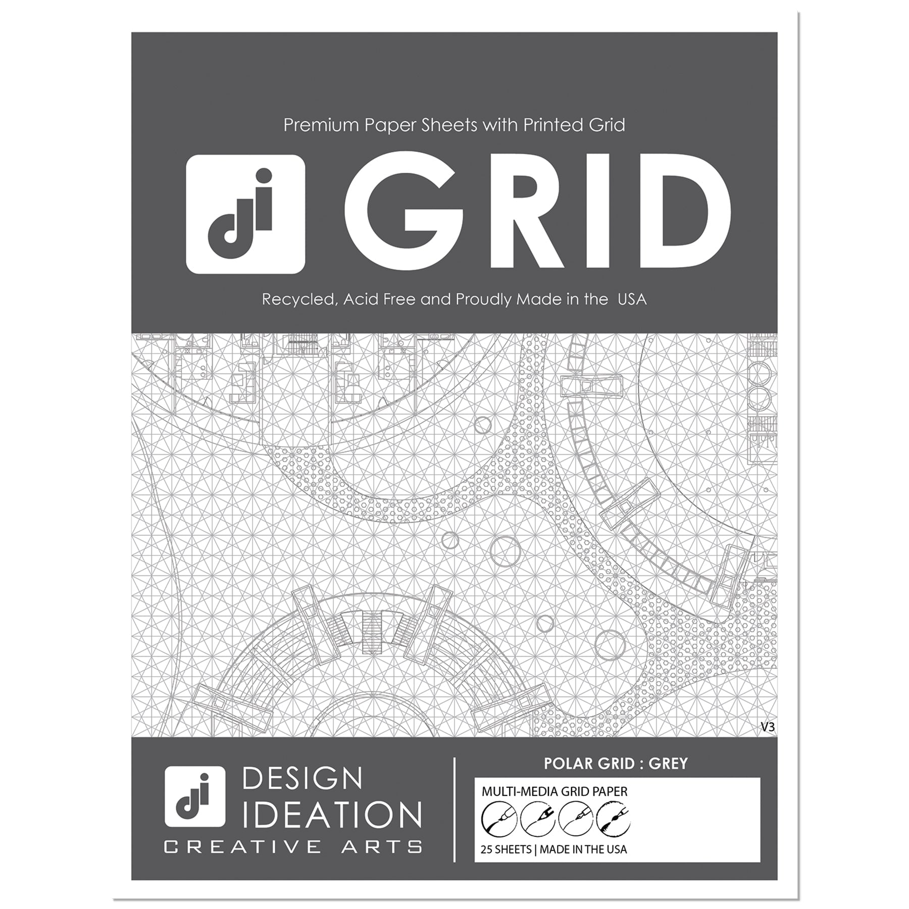 GREY Grid Paper Multimedia grid paper for pencil, ink, marker and