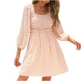 thumbnail image 1 of Vestido de lunares de manga tres cuartos con cuello cuadrado y cintura alta a la moda de verano para mujer Fridja  yut7130, 1 of 4
