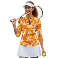 thumbnail image 2 of HUIACONG Desert Camo Print Quick Dry Golf Shirt Women Quarter Zip with Fashion Comfortable Womens 3/4 Sleeve Golf Shirts for Tennis Sports Workout Outdoor Sports, 2 of 10