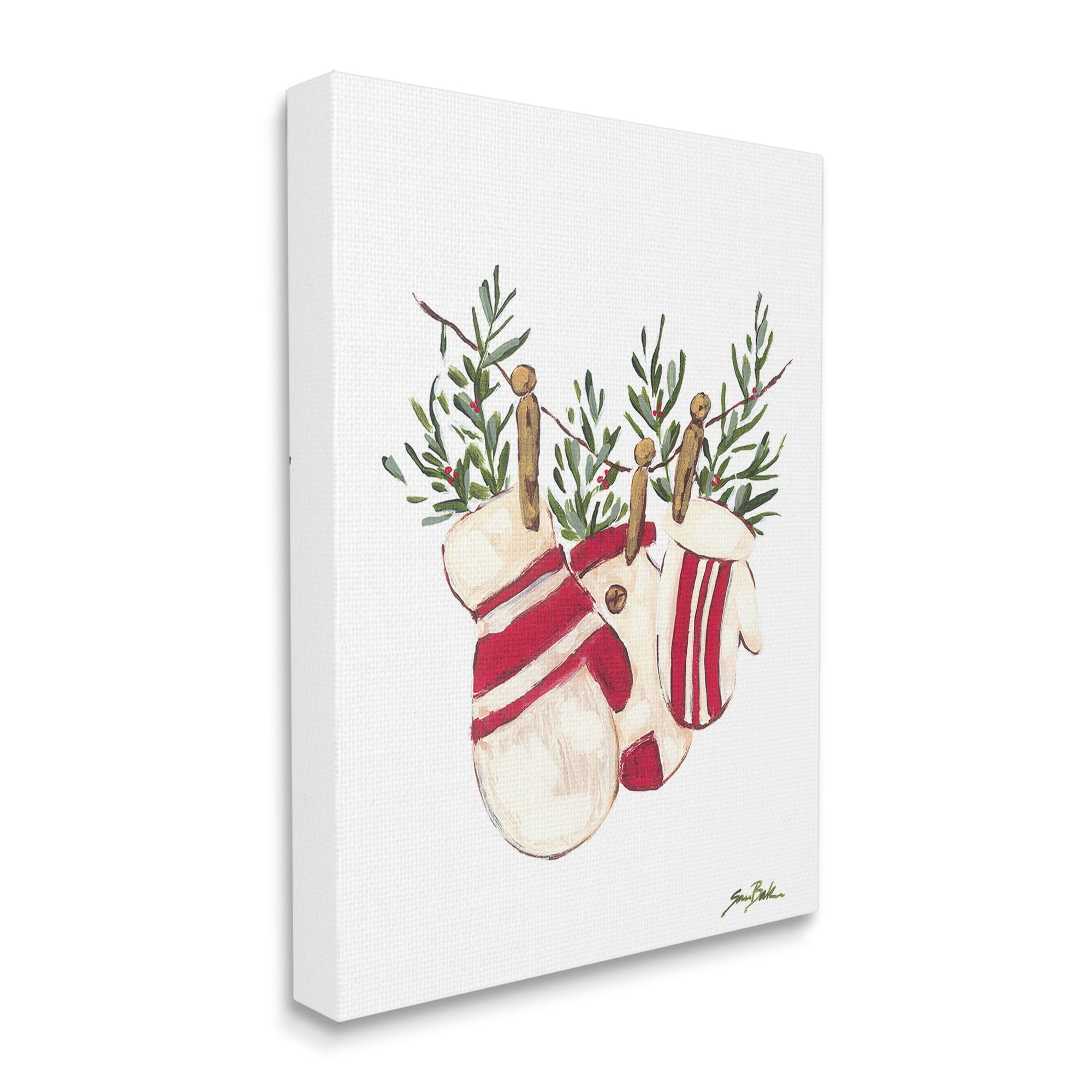 Stupell Industries Winter Mittens on Clothesline Holiday Painting Gallery Wrapped Canvas Art Print Wall Art, 36 x 48