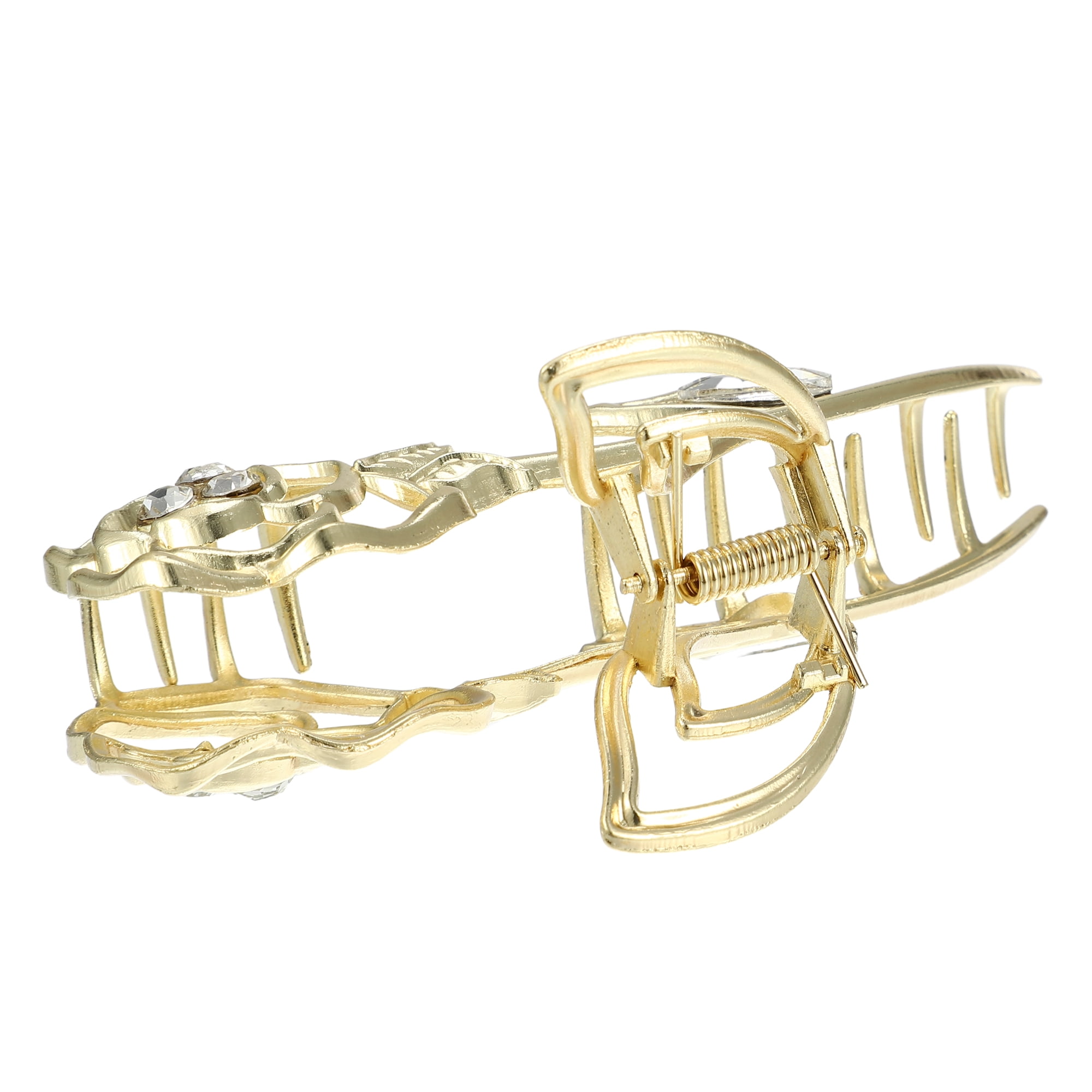 Unique Bargains Rose Metal Hair Claws Hair Clips Hair Barrettes Gold Tone