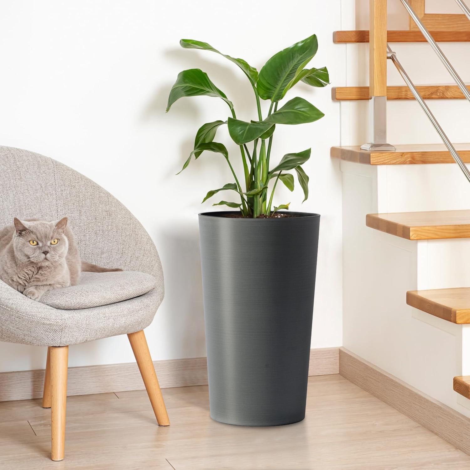 Modern Tall 21.7in Planters 2 Pack for Outdoor Plants