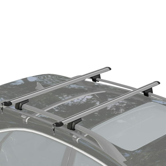 HOMCOM 2pc Roof Rack Car Roof Top Lockable Aluminum Cross Bars Adjustable Baggage Luggage Carrier, Silver (49")