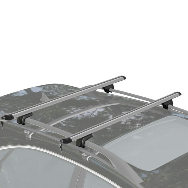 HOMCOM 2pc Roof Rack Car Roof Top Lockable Aluminum Cross Bars Adjustable Baggage Luggage Carrier, Silver (49")