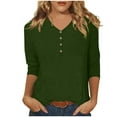 thumbnail image 2 of HongQid 3/4 Sleeve Tops for Women V Neck with Button Cute Basics Tees Casual Fashion Summer T Shirts Business Work Tee Top, 2 of 8