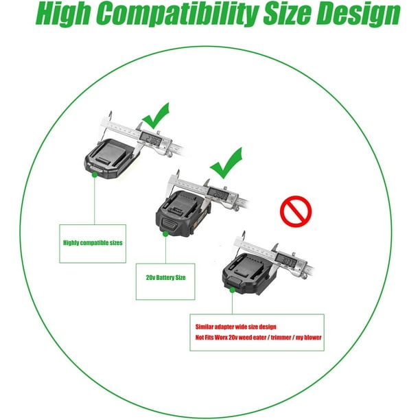 Adapter for Worx 20v USA Version Tools Compatible with DeWalt 20V MAX Batteries for Power Supply No Charge Function 1 Adapter Only High