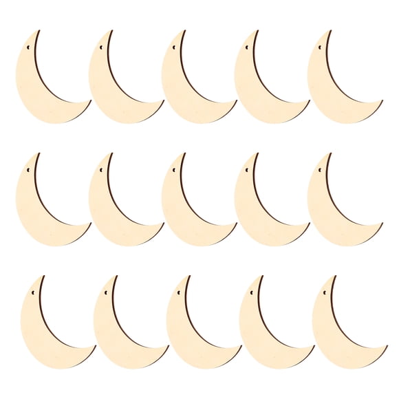 COMPUKAS 15 Pcs Pièces de Bois en Forme de Lune Beige Naturel pour Décoration Intérieure