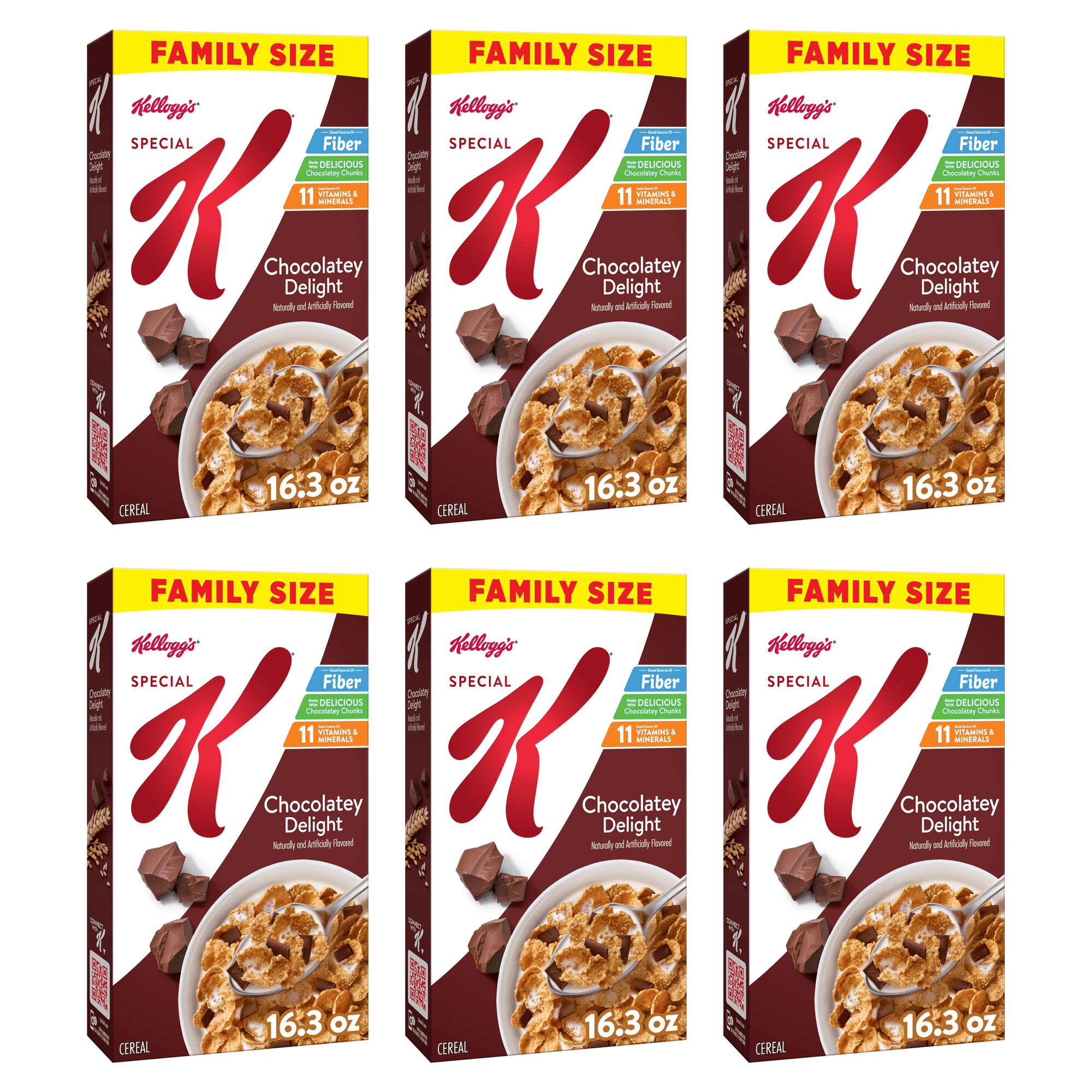 Kellogg's Special K Breakfast Cereal, Fiber Cereal, Family Breakfast, Family Size, Chocolatey Delight, 16.3oz (Pack 6)
