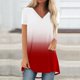 thumbnail image 2 of Mujeres de Manga Larga Superior, Estampado Corto Delantero Larga Espalda Raglan Cuello en V Camiseta de Manga Corta, Casual, 2 of 9