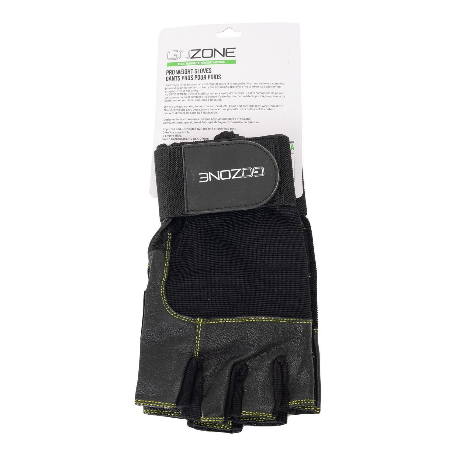 Gants de musculation PRO GoZone – Style protège-poignets – G/TG – Noir/vert citron Avec rembourrage mousse