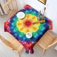 thumbnail image 2 of Rainbow Tie Dye Mandala Pattern Square Tablecloth,Waterproof Square Table Cover,Wipeable Spillproof Washable Table Cover for Home Kitchen Party Decor 52"x52"(132x132cm), 2 of 6
