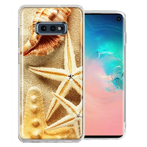 MUNDAZE For Samsung Galaxy S10e Sand Shells Starfish Design Double Layer Phone Case Cover