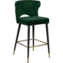 Meridian Furniture Kelly 28"H Velvet Counter Stool in Green (Set of 2)