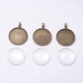 thumbnail image 5 of 5 Set DIY Pendant Making Tibetan Style Alloy Pendant Cabochon Settings and Transparent Glass Cabochons Flat Round Antique Bronze Tray: 30mm 42x33x2mm Hole: 3.5x5mm 29.5x7mm, 5 of 5