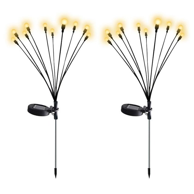 Lámpara 2 piezas de luz solar de jardín de uso conveniente para la decoración del patio del paisaje del jardín del hogar (luz cálida + 10 LED) Tmvgtek Para estrenar