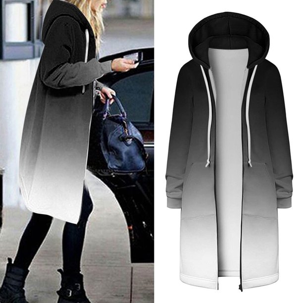 Puntoco - Chaqueta con capucha para mujer, con cremallera, manga larga, con bolsillo, blusa, abrigo Puntoco Puntoco-7706