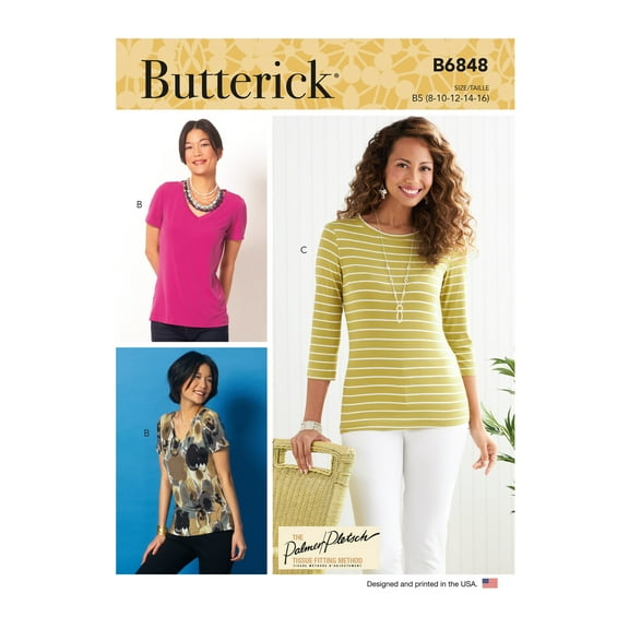 Butterick Sewing Pattern 6848 - Misses' T-Shirts & Tank Top by Palmer/Pletsch, Size: F5 (16-18-20-22-24)
