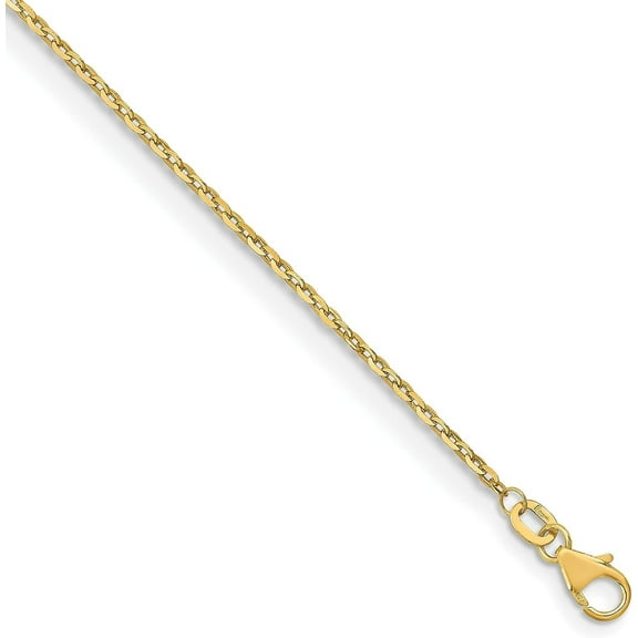 18K Yellow Gold 1.7mm Diamond Cut Cable Chain - 18"- Made In Italy