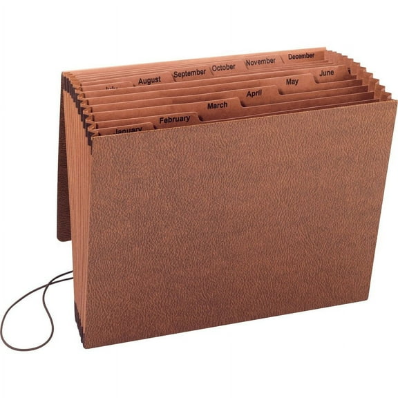 Business Source Letter Recycled Expanding File - 8 1/2" x 11" - 12 Pocket(s) - Brown - 30% Recycled - 1 Each | Bundle of 2 Each