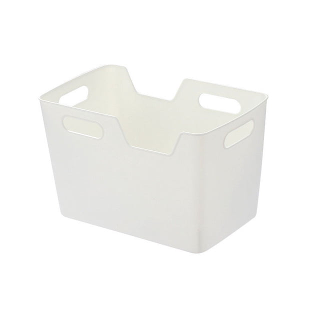 White Plastic Storage Bins For Pantry Organization With Four Handles