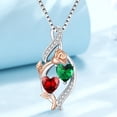 thumbnail image 4 of Taioiat Double Birthstone Necklaces for Women 18K Gold Plated Birthstone Rose Flower Jewelry Anniversary Valentines Day Mother's Day Birthday Gifts for Her Wife Girlfriend Mom, 4 of 7