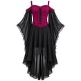 thumbnail image 4 of Girls' Halloween Gothic Off-Shoulder Lace Sleeve Party Dress, off-shoulder cut, lace mesh long sleeves, irregular high-low hem, Suitable For Halloween Parties, Themed Costume Events Hot Pink, 4 of 7