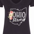 thumbnail image 4 of Inktastic Ohio Strong with State Silhouette and Pink Flowers Women's V-Neck T-Shirt, 4 of 5