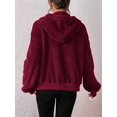 thumbnail image 4 of Jacket Women Oversized Zip Up Fall Jackets Winter Coats Faux Fur Warm Outwear 2025 Fashion Clothing Wine Red M, 4 of 6