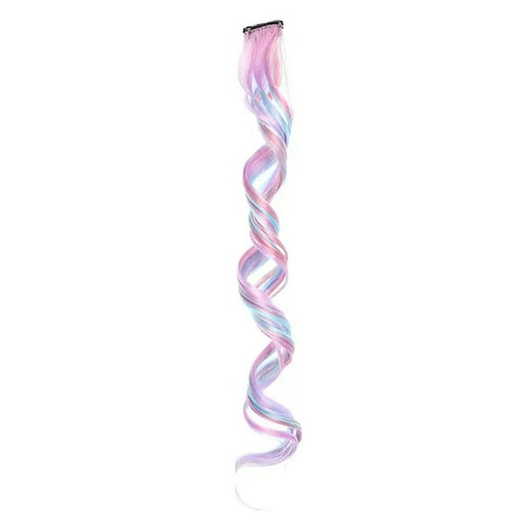 Nvzi-a Colored Hair Extensions 6 PCS 18 Inch Clip in Hair Extensions Rainbow One Color Party Highlight Long Wavy Synthetic Hairpiece for Women Gifts Party,Purple Blue