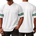 thumbnail image 5 of GrmtClth Shirts for Men Classic Short Sleeve Tops Work V-Neck T-Shirts Trend Color-Block Clothing Striped White L, 5 of 5