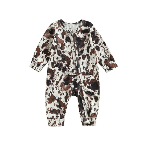 Bagilaanoe Newborn Baby Girl Boys Jumpsuits Print Long Sleeve Bodysuit 3M 6M 12M 18M Infant Zipper One Piece Romper