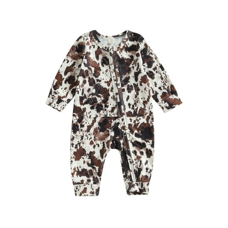 

Infant Baby Boy 3M 4M 5M 6M 7M 8M 9M Dyeing Autumn Jumpsuit Long Sleeve Crew Neck Spots Print Zipped Fall Romper Clothes