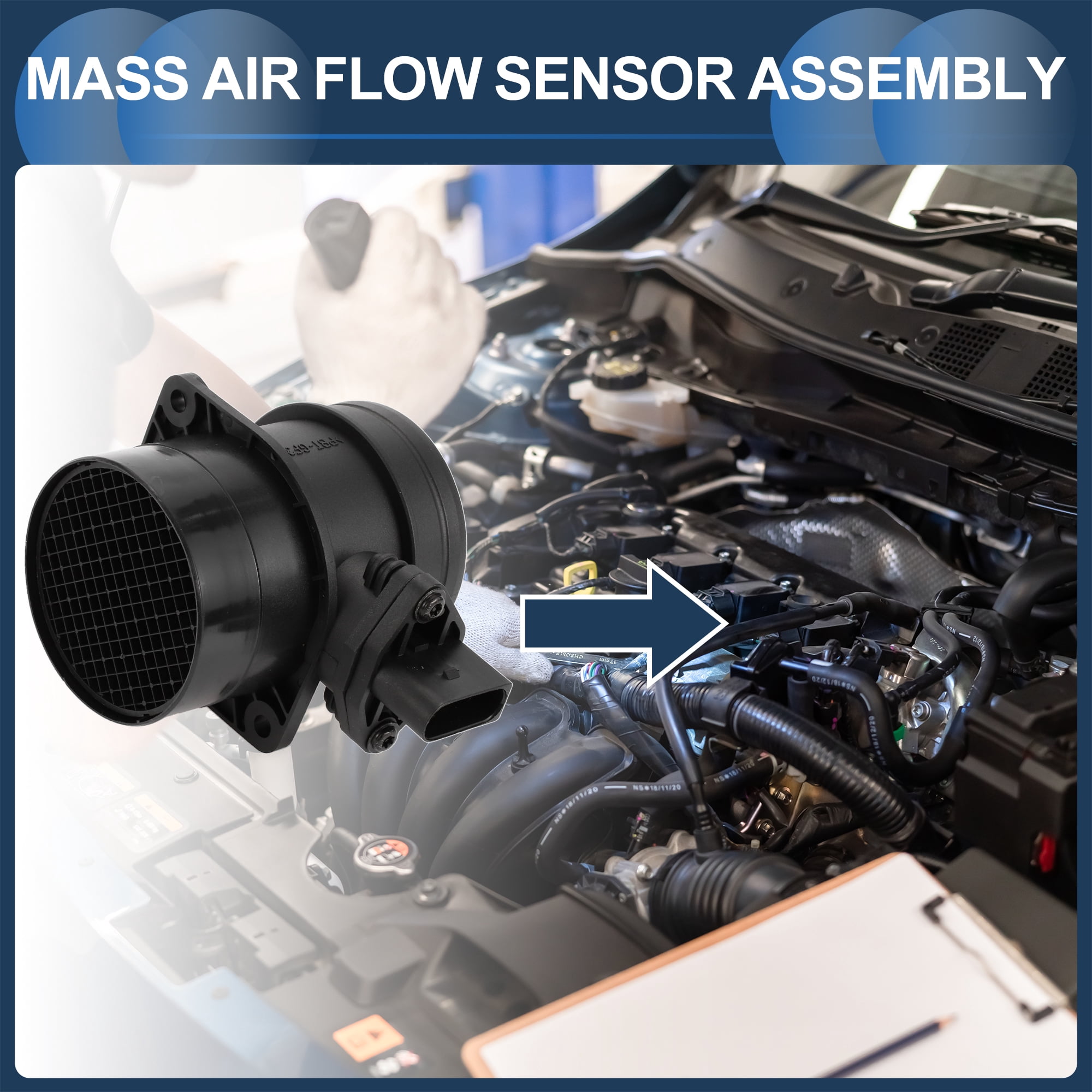 Unique Bargains Mass Air Flow Sensor Assembly MAF Sensor No.06A906461E for Audi TT Quattro 2000-2002 Black 1 Pc
