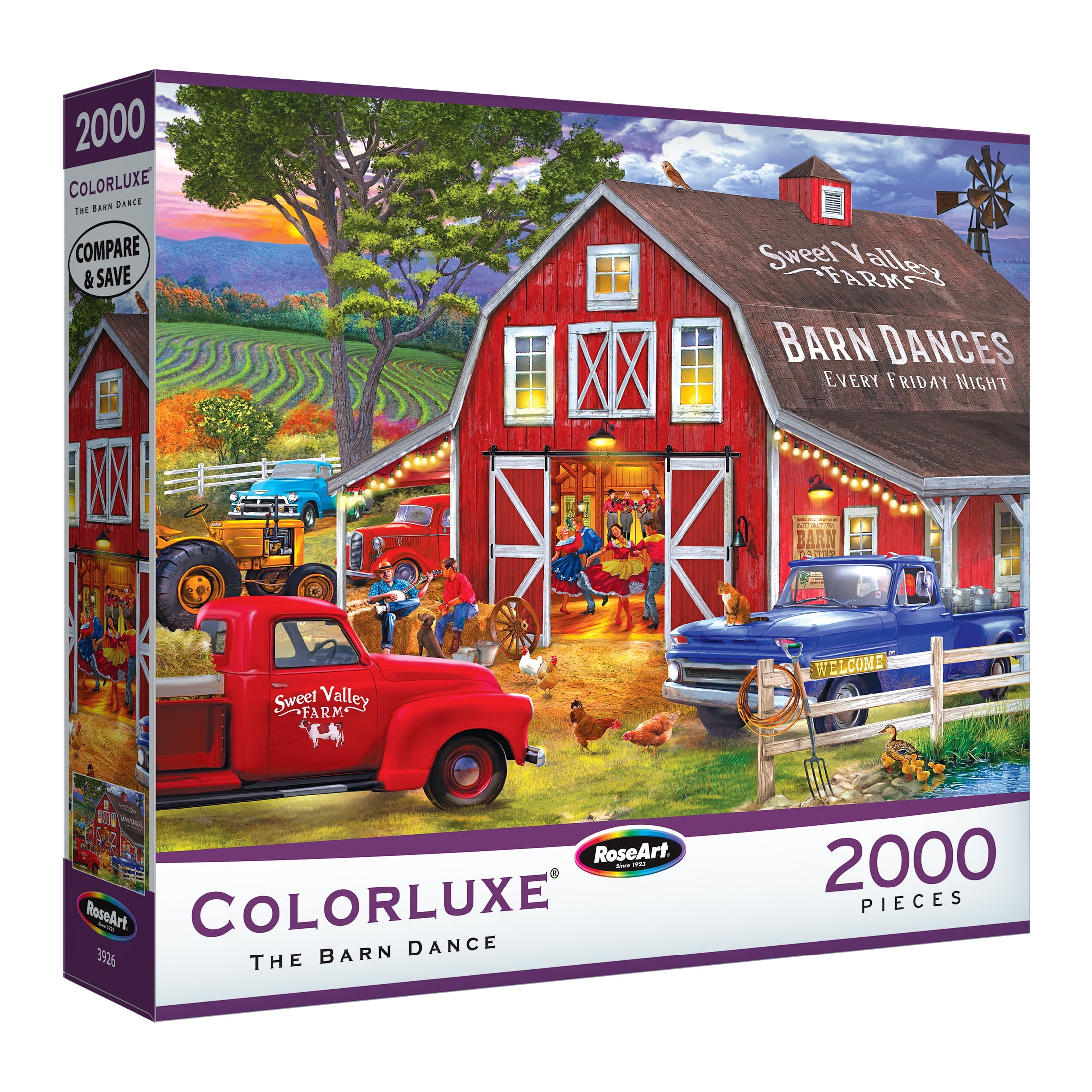 RoseArt Colorluxe 2000-Piece The Barn Dance Adult Interlocking Jigsaw Puzzle