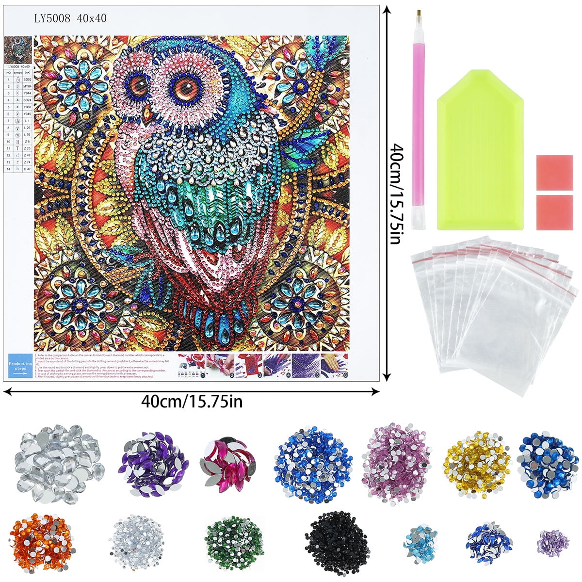 Crystal Owl Diamond Painting Kit,DIY Diamond Painting Set with Painting  Tool,5D Diamond Painting Kits for Adults Kids DIY Diamond Art Kits Home  Wall