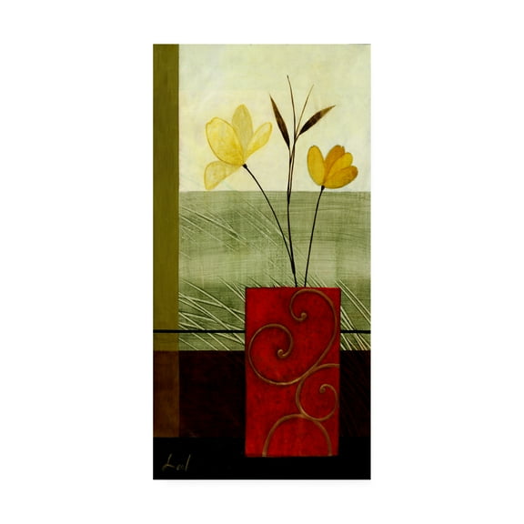 Trademark Fine Art 'Red Ornate Vase Yellow 1' Canvas Art by Pablo Esteban