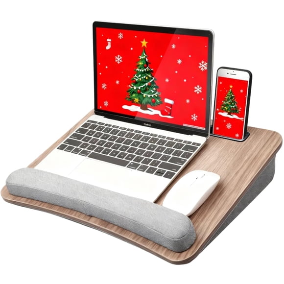 HUANUO Portable Lap Laptop Desk with Pillow Cushion, Fits up to 15.6 inch Laptop, with Anti-Slip Strip & Storage Function for Home Office Students Us